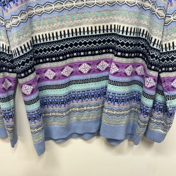 Talbots Plus Size 2X Fair Isle Sweater Pastel Stripes Crewneck Wool Blend - Picture 4 of 8